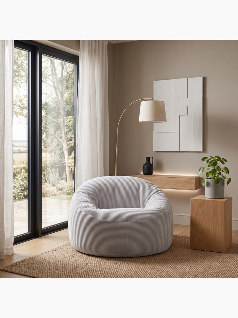 Pouf déhoussable velours côtelé épais 100 cm Gris clair - Kiabi