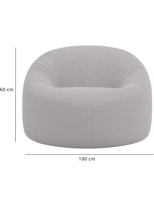 Pouf déhoussable velours côtelé épais 100 cm - Kiabi