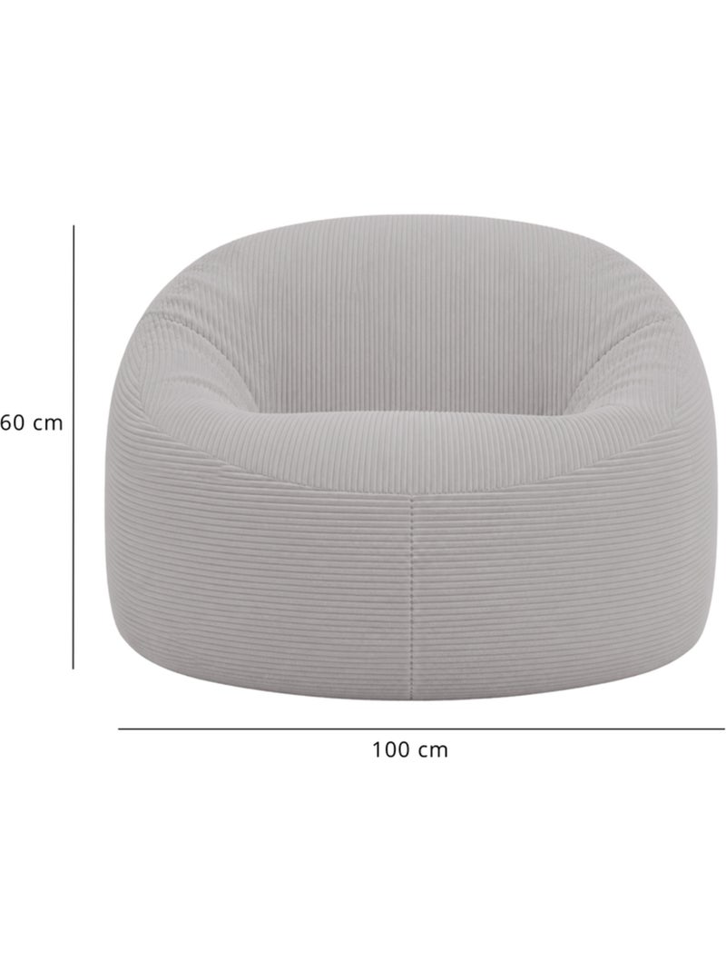Pouf déhoussable velours côtelé épais 100 cm Gris clair - Kiabi