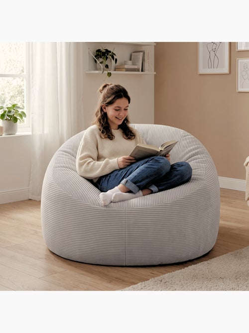 Pouf déhoussable velours côtelé épais 100 cm - Kiabi