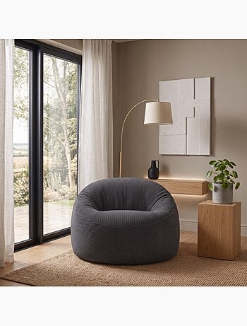 Pouf déhoussable velours côtelé épais 100 cm
