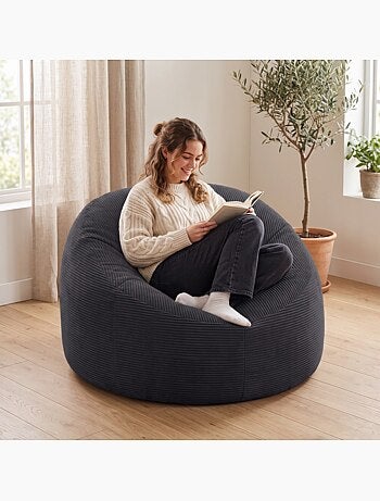 Pouf déhoussable velours côtelé épais 100 cm