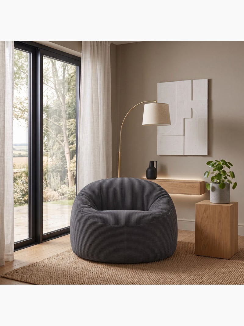 Pouf déhoussable velours côtelé épais 100 cm Gris foncé - Kiabi