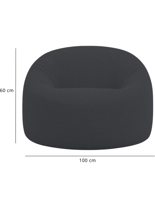 Pouf déhoussable velours côtelé épais 100 cm - Kiabi
