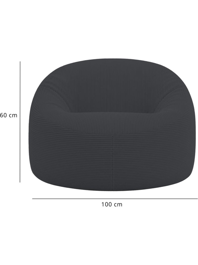 Pouf déhoussable velours côtelé épais 100 cm Gris foncé - Kiabi