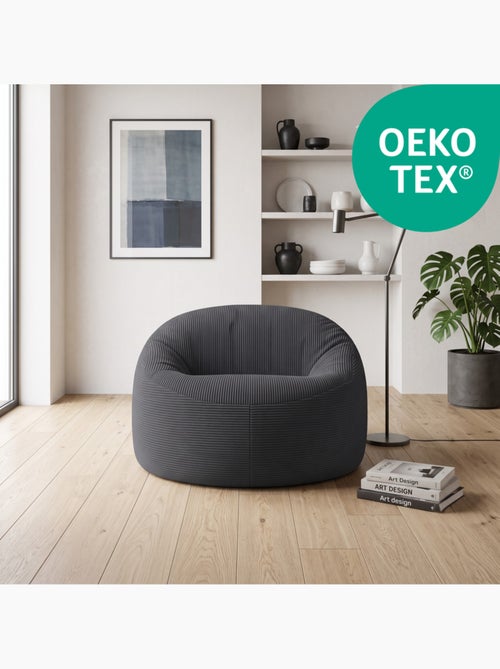 Pouf déhoussable velours côtelé épais 100 cm - Kiabi