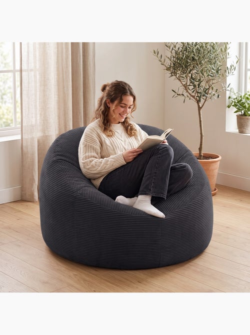 Pouf déhoussable velours côtelé épais 100 cm - Kiabi