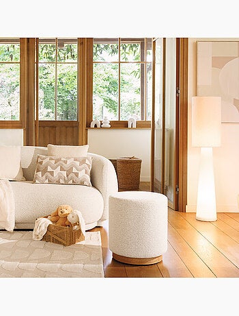Pouf design en tissu piètement bois nesky