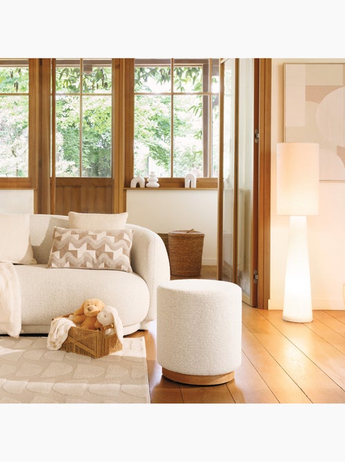 Pouf design en tissu piètement bois NESKY - Kiabi Pouf design en tissu piètement bois NESKY - Kiabi