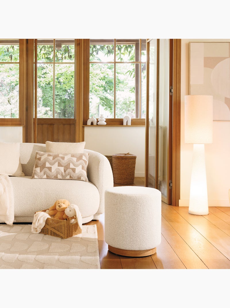 Pouf design en tissu piètement bois NESKY Blanc - Kiabi