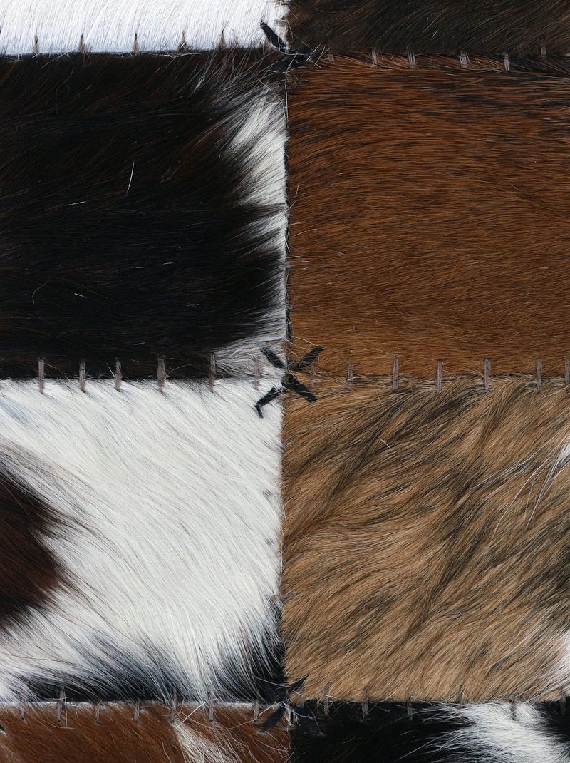 Pouf design peau de vache patchwork RANCHO Marron - Kiabi
