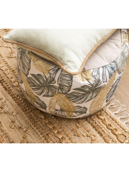 Pouf en coton JUMANJI dessus chambray 'Deko&co' - Kiabi