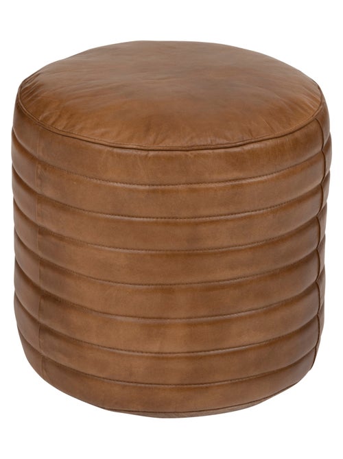 Pouf en cuir  - Effet vintage - Kiabi
