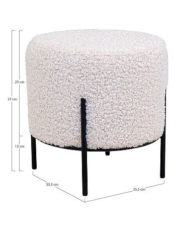 Pouf en fausse peau d'agneau blanc aux pieds noirs - House Nordic
