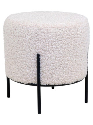 Pouf en fausse peau d'agneau blanc aux pieds noirs - House Nordic