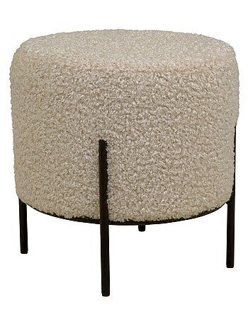 Pouf en fausse peau d'agneau marron clair aux - House Nordic