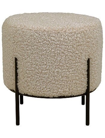 Pouf en fausse peau d'agneau marron clair aux - House Nordic