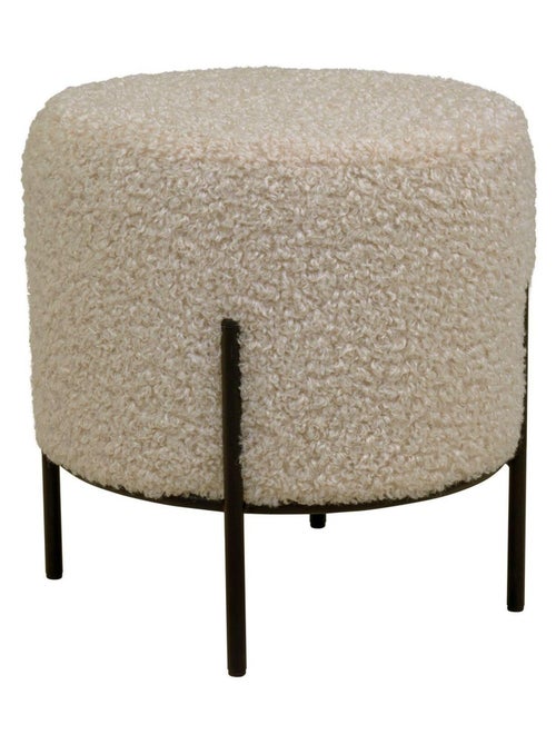 Pouf en fausse peau d'agneau marron clair aux - House Nordic - Kiabi