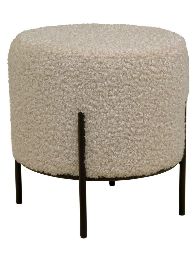 Pouf en fausse peau d'agneau marron clair aux - House Nordic Marron - Kiabi