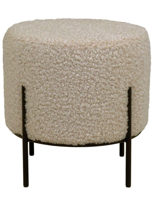 Pouf en fausse peau d'agneau marron clair aux - House Nordic - Kiabi
