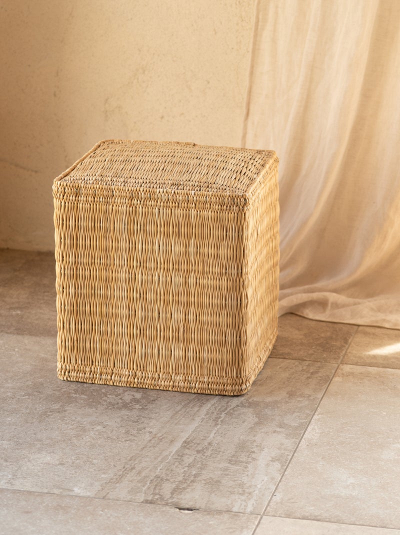 Pouf en paille tressée fait main Beige coquille - Kiabi