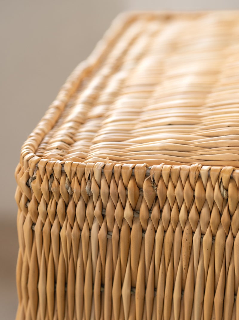 Pouf en paille tressée fait main Beige coquille - Kiabi