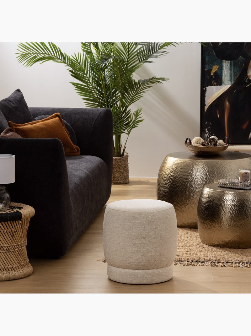 Pouf en tissu bouclette AMEA Blanc - Kiabi