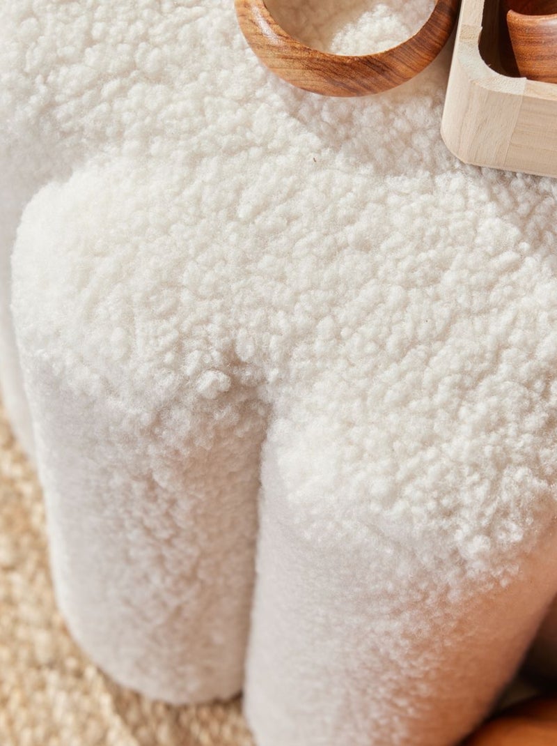 Pouf en tissu bouclette MOKA Blanc - Kiabi