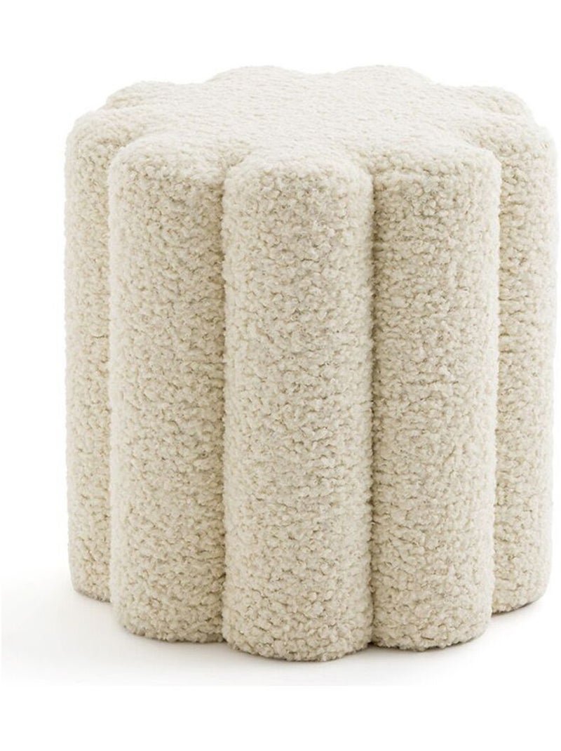 Pouf en tissu bouclette MOKA Blanc - Kiabi