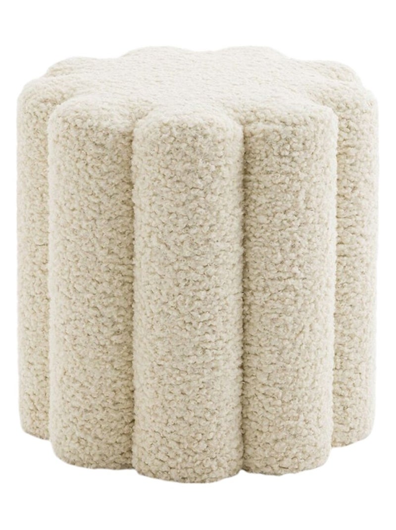 Pouf en tissu bouclette MOKA Blanc - Kiabi