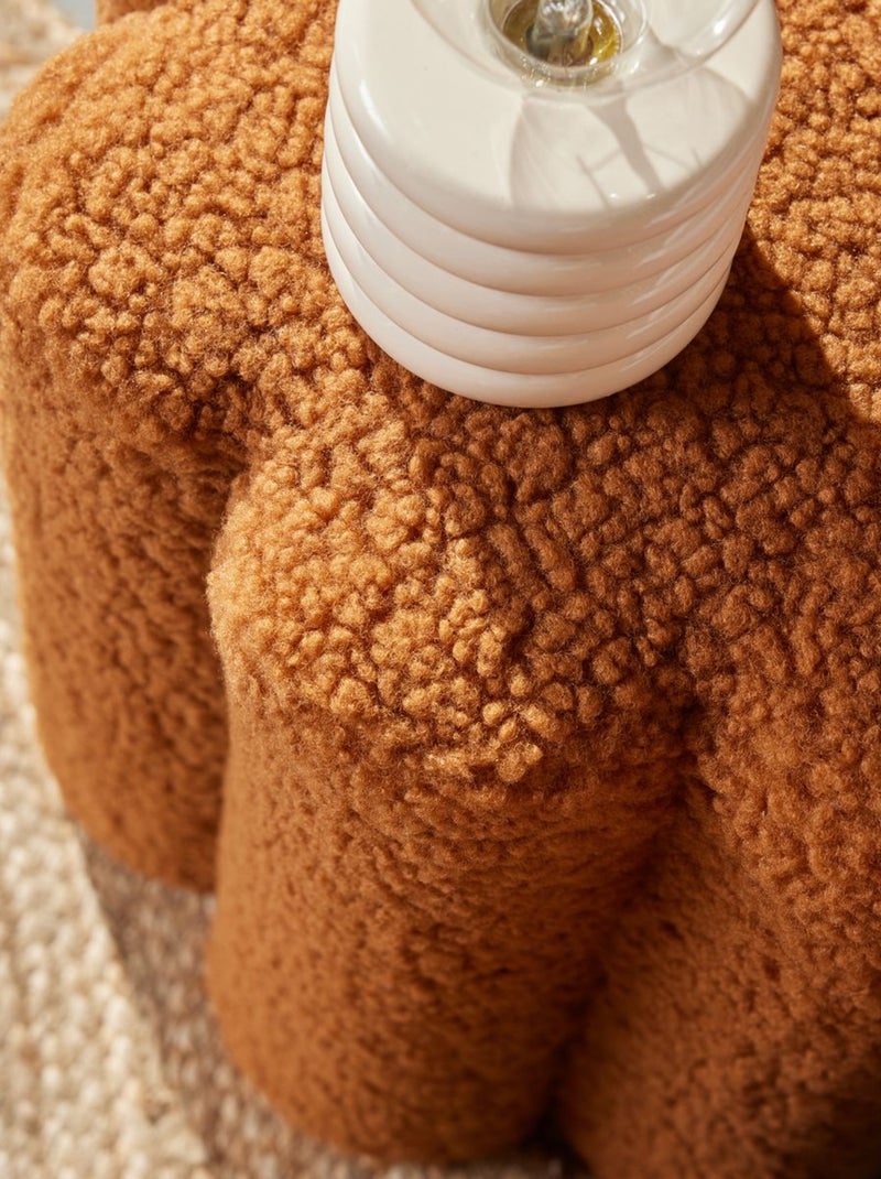 Pouf en tissu bouclette MOKA Marron - Kiabi