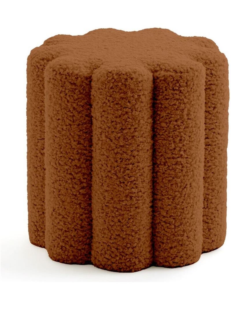 Pouf en tissu bouclette MOKA Marron - Kiabi
