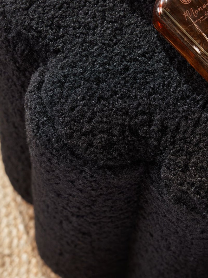 Pouf en tissu bouclette MOKA Noir - Kiabi