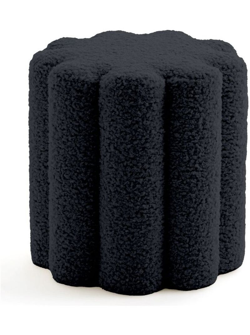 Pouf en tissu bouclette MOKA Noir - Kiabi