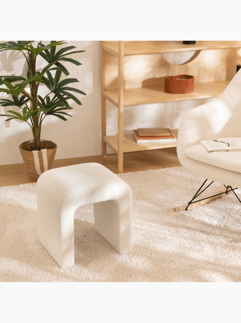 Pouf en tissu bouclette SEVI Blanc - Kiabi