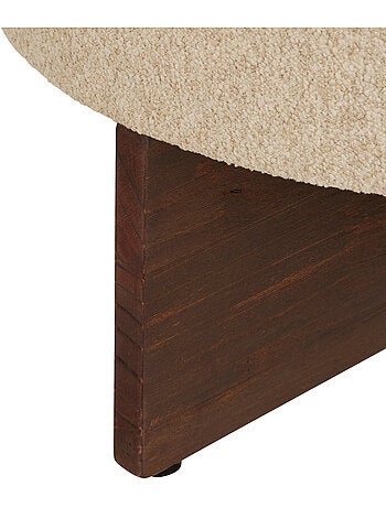 Pouf en tissu sur piètement croisé en pin kayan