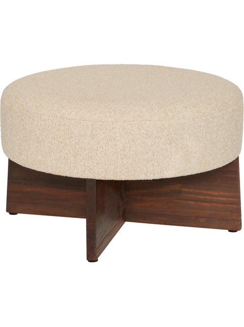 Pouf en tissu sur piètement croisé en pin kayan - Kiabi