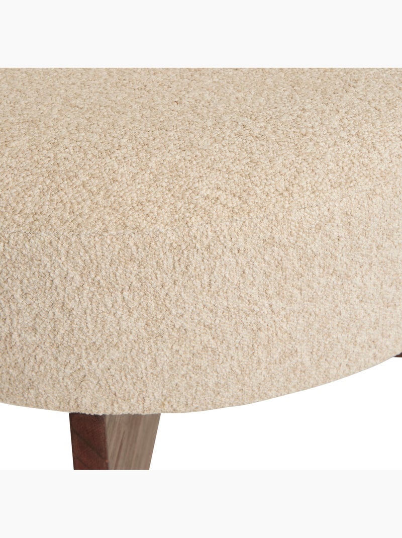 Pouf en tissu sur piètement croisé en pin kayan Beige argile - Kiabi