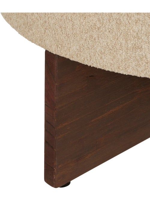 Pouf en tissu sur piètement croisé en pin kayan - Kiabi