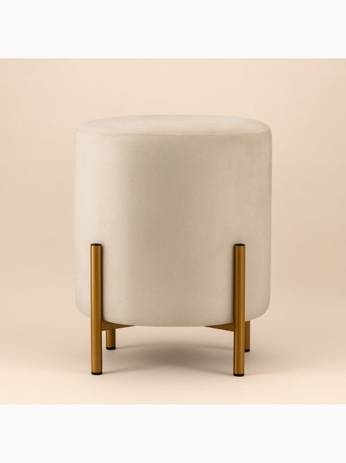 Pouf en velours beige rond pieds métal doré 36x30cm - Kiabi