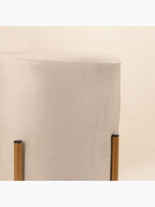 Pouf en velours beige rond pieds métal doré 36x30cm - Kiabi