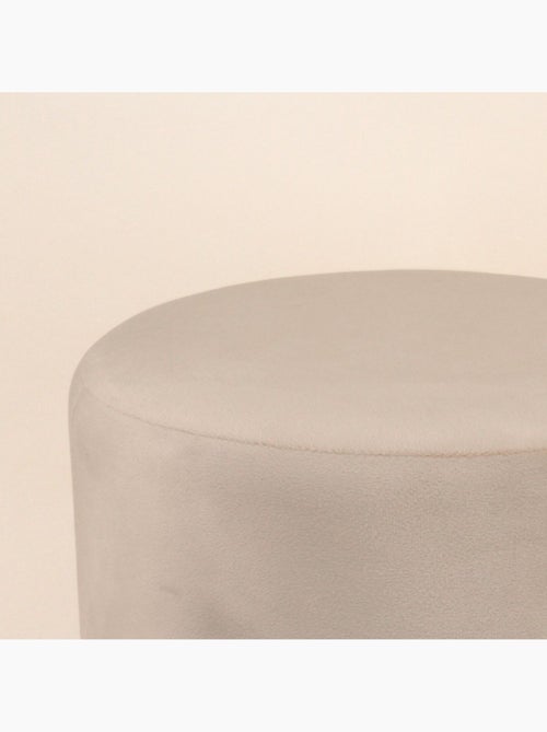 Pouf en velours beige rond pieds métal doré 36x30cm - Kiabi