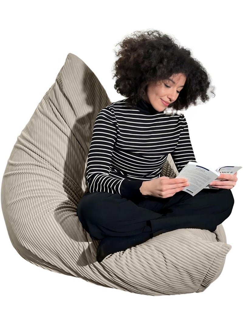 Pouf en Velours Côtelé - Chic, Doux et Déhoussable - Bananair Beige - Kiabi