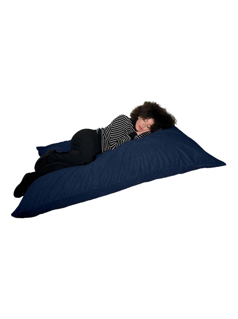 Pouf en Velours Côtelé - Chic, Doux et Déhoussable - Bananair Bleu nuit - Kiabi