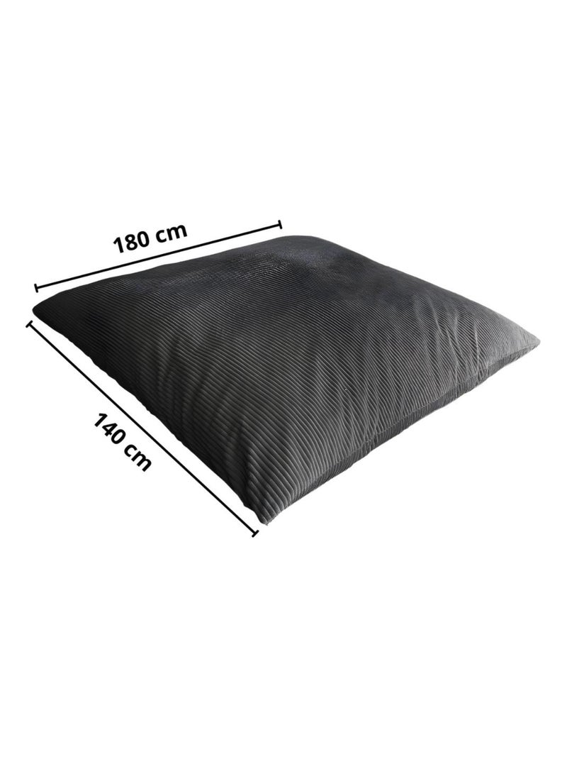 Pouf en Velours Côtelé - Chic, Doux et Déhoussable - Bananair Gris foncé - Kiabi