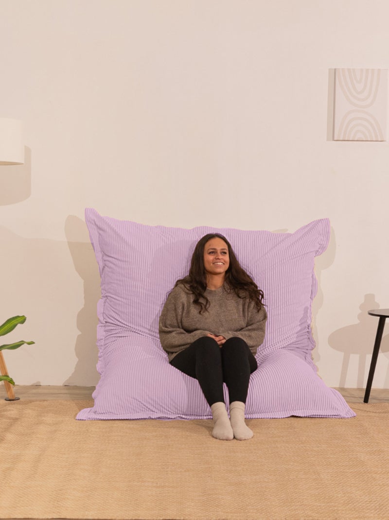 Pouf en Velours Côtelé - Chic, Doux et Déhoussable - Bananair Rose - Kiabi