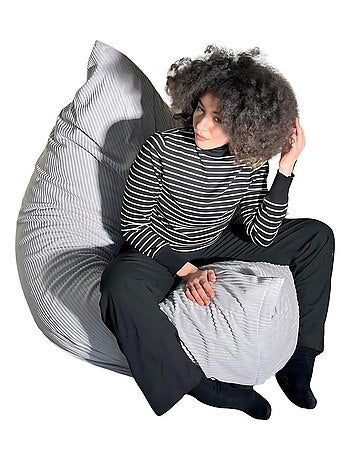 Pouf en Velours C?tel? - Chic, Doux et D?houssable - Bananair