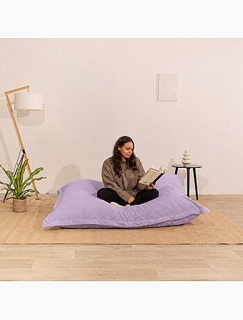 Pouf en Velours C?tel? - Chic, Doux et D?houssable - Bananair