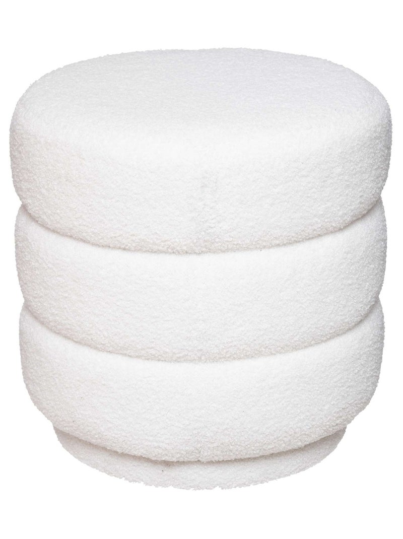 Pouf en velours et bouclettes Blanc - Kiabi