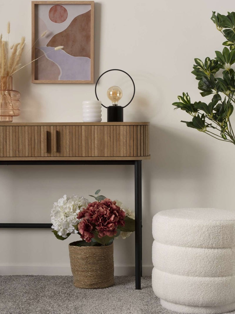 Pouf en velours et bouclettes Blanc - Kiabi